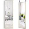 Image de COSTWAY Miroir Mural-Miroir à Suspendre sur Porte 120 x 37 CM Miroir Pleine Longueur avec Crochets de Suspension Réglables Or