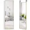 Image de Costway miroir mural-miroir à suspendre sur porte, 120 x 37 cm, miroir pleine longueur cadre en alliage d'aluminium avec crochets de suspension réglables, or