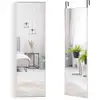 Image de Costway miroir mural-miroir à suspendre sur porte, 120 x 37 cm, miroir pleine longueur cadre en alliage d'aluminium avec crochets de suspension réglables, argent
