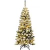 Image de Costway Sapin De Noël Artificiel À Flocons De Neige Led 140cm À Charnières Avec 150 Lumières Aiguilles