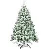 Image de COSTWAY Sapin de Noël Artificiel 135CM avec 400 Branches Enneigé Aiguilles en PVC Support Métallique Pliable Décoration pour Noël