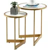 Image de COSTWAY Table de Basse Gigognes Rondes - Structure en Acier Doré - Style Scandinave