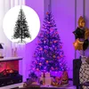 Image de Arbre de Halloween LED Automatique 183CM COSTWAY 250 Lumières Violets 791 Branches en PVC et Ornements Halloween Noir
