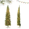 Image de Demi Sapin de Noël Artificiel 210 cm Arbre Mural COSTWAY 150 LED Lumières Blanc Chaud 450 Pointes de Branches Support en Métal