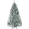 Image de COSTWAY Sapin de Noël 180CM 600 Branches à Flocons de Neige Matière PVC avec CharnièresSupport Métallique Diamètre 90cm