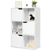 Image de RELAX4LIFE Bibliothèque 6 Compartiments avec 3 Portes Meuble de Rangement Anti-Basculement avec 3 Étagères 60 x 29 x 90 CM Blanc