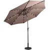 Image de COSTWAY Parasol de Jardin Déporté Inclinable Dia.3x25M avec 24 LED Strucutre en Métal Robuste Anti-UV pour Terrasse Balcon Marron
