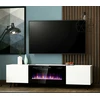 Image de Meuble Tv Blanc 180x49x40cm Avec Cheminée Chauffante Intégrée Palace Sur Pieds