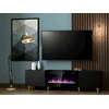 Image de Meuble Tv Noir 180x49x40cm Avec Cheminée Chauffante Intégrée Palace Sur Pieds