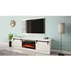 Image de Meuble tv 200x57x35 cm blanc brillant avec cheminée chauffante intégrée grange meuble hi-fi à poser