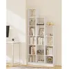 Image de Bibliothèque Étagère de Rangement 4 Niveaux Meuble Cube pour Salon Bureau Chambre Style Scandinave 24 x 30 x 124 cm Blanc