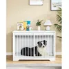 Image de 100cm Cage pour Chiens Table d’Appoint Niche Moderne pour Chiens Cage pour Chiots Maisonnette pour Animaux 2 Portes Blanc