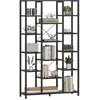 Image de Bibliothèque réglable à 6 niveaux en quinconce, pour salon, 30 x 100 x 170 cm, noir boisé et noir