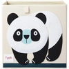 Image de 3 Sprouts Panda Storage Box Panier De Rangement Rectangulaire Polyester Noir, Blanc