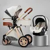 Image de Poussette 3 en 1 Bébé Combinée Siège-Auto Nacelle Haute Réversible Réglable Trio Yoyo Canne Roues increvables Haute Qualité