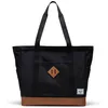 Image de Herschel Sac shopper noir marron pour femme - Heritage Tote Black / Saddle Brown 342231