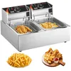 Image de 12 L Friteuse Électrique Commerciale -VEVOR - 5000 W Friteuse à Huile 2 Cuves Inox