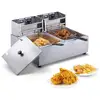 Image de Vevor friteuse électrique commerciale 5000w, inox, capacité 24l, double panier amovible, argente.