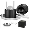 Image de Presse a glacons spheres de 61 mm moule a glacon rond en alu bac a glacons ronds avec pince fabrication rapide de glacons boules pour boissons cocktails whisky cafe soirees pyjama bars noir