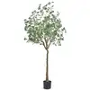 Image de Vevor arbre artificiel eucalyptus 181 cm pe, pot, décoration fausse plante intérieurextérieur.