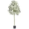 Image de Arbre artificiel 155 cm plante artificielle pe haut olivier faux arbre vert avec pot 150x125 mm decoration de style fausse plante pour maison bureau hotel centres commerciaux interieur exterieur