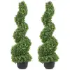 Image de Vevor buis topiaire artificiel 91 cm, extérieur spirale. 2 plantes pe, feuilles remplaçables.