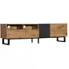 Image de Meuble tv style industriel 180cm,etagères et rangement,2 portes 2 tiroirs,banc tv grain bois rustique,meubles tv color-block