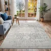 Image de LIVABLISS Tapis de Salon à Poils Courts Doux Vintage Oriental JULIETTE 160x220cm Gris/Blanc