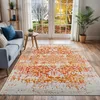 Image de LIVABLISS Tapis de Salon à Poils Courts Doux Vintage Oriental JULIETTE 120x170cm Orange/Blanc