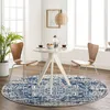 Image de LIVABLISS Tapis Rond de Salon à Poils Courts Doux Vintage Oriental JULIETTE Ø 160cm Bleu/Blanc