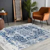 Image de LIVABLISS Tapis de Salon à Poils Courts Doux Vintage Oriental JULIETTE 200x275cm Bleu/Blanc