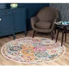 Image de LIVABLISS Tapis Rond de Salon à Poils Courts Doux Vintage Oriental INES Ø 160cm Multicolore/Orange