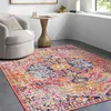 Image de LIVABLISS Tapis de Salon à Poils Courts Doux Vintage Oriental LOU 120x170cm Orange/Bleu