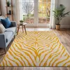 Image de LIVABLISS Tapis de Salon à Poils Courts Doux Zébré Bohème CYBELE 160x220cm Jaune/Beige