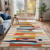 Image de LIVABLISS Tapis de Salon à Poils Courts Doux Scandinave Moderne ANAIS 120x170cm Multicolore/Orange