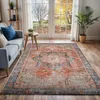 Image de LIVABLISS Tapis Lavable Machine Vintage Oriental LANA 160x220cm Rouge/Bleu