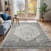 Image de LIVABLISS Tapis de Salon à Poils Courts Doux Vintage Oriental FARAH 200x275cm Gris/Blanc