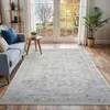 Image de LIVABLISS Tapis de Salon à Poils Courts Doux Vintage Oriental VICKY 160x215cm Ivoire/Gris