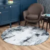 Image de LIVABLISS Tapis Rond de Salon à Poils Courts Doux Abstrait Moderne GIULIA Ø 160cm Bleu/Blanc