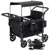 Image de KOIOPLIE Poussette wagon 4 places tout-terrain pliable chariot enfant avec canopy amovible UPF50+ harnais 5 points roues 360°