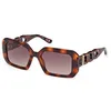 Image de Guess 00110 Lunettes de soleil pour femme de forme géométrique - Couleur 52F Havane foncé avec verres marron dégradé - Calibre 54