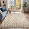 Image de LIVABLISS Tapis de Salon à Poils Courts Doux Zébré Bohème CYBELE 200x275cm Gris/Beige