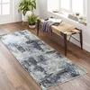 Image de LIVABLISS Tapis de Couloir à Poils Courts Doux Abstrait Moderne LENA 80x220cm Bleu/Gris