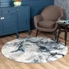 Image de LIVABLISS Tapis Rond de Salon à Poils Courts Doux Abstrait Moderne EMMA Ø 160cm Bleu/Gris