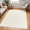 Image de LIVABLISS Tapis de Salon à Poils Longs Doux Shaggy Uni Chic CLAIRE 200x275cm Beige Clair