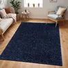 Image de LIVABLISS Tapis de Salon à Poils Longs Doux Shaggy Uni Chic CLAIRE 200x275cm Bleu Foncé
