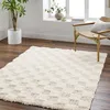 Image de LIVABLISS Tapis de Salon à Poils Longs Doux Shaggy à Carreaux WILLA 160x220cm Ivoire/Beige Clair