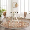 Image de LIVABLISS Tapis Rond de Salon à Poils Courts Doux Vintage Oriental JULIETTE Ø 160cm Orange/Blanc