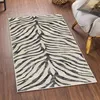 Image de LIVABLISS Tapis de Salon à Poils Courts Doux Zébré Bohème CYBELE 80x150cm Gris Foncé/Beige