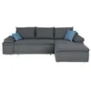 Image de CELINA Canapé dangle réversible convertible 3 places + Coffre de rangement - Tissu gris - L 274 x P 184 cm